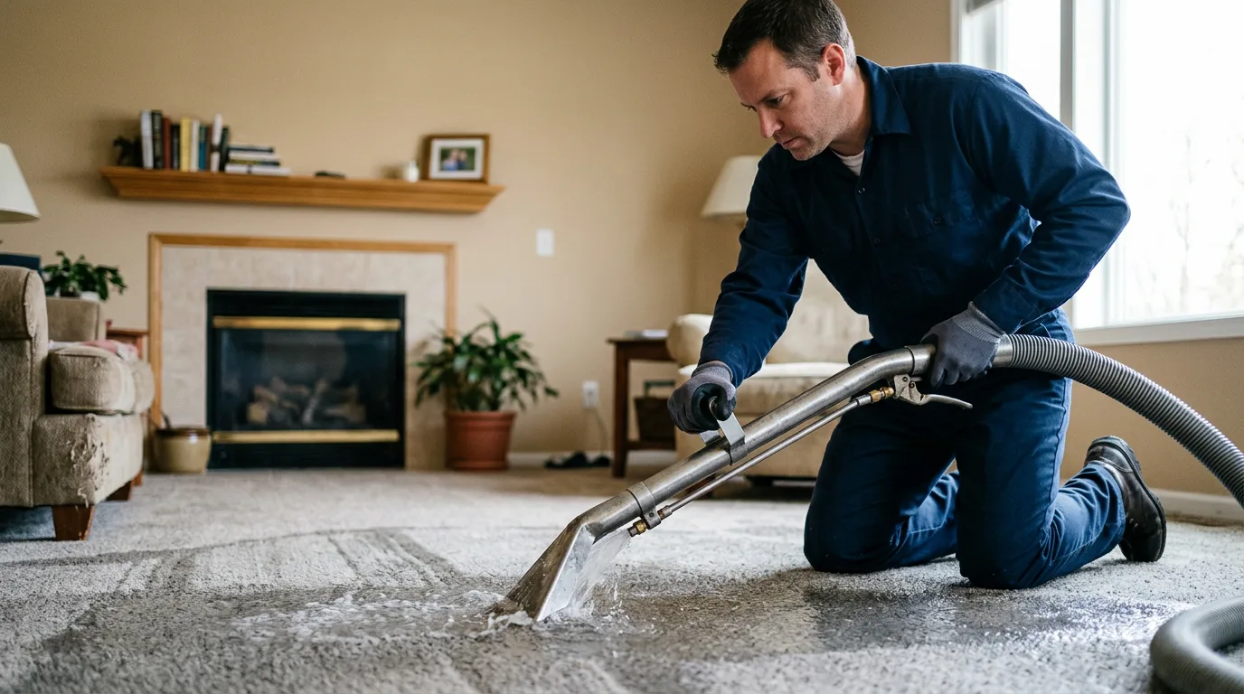 Water damage restoration technician working near Thayer, IN